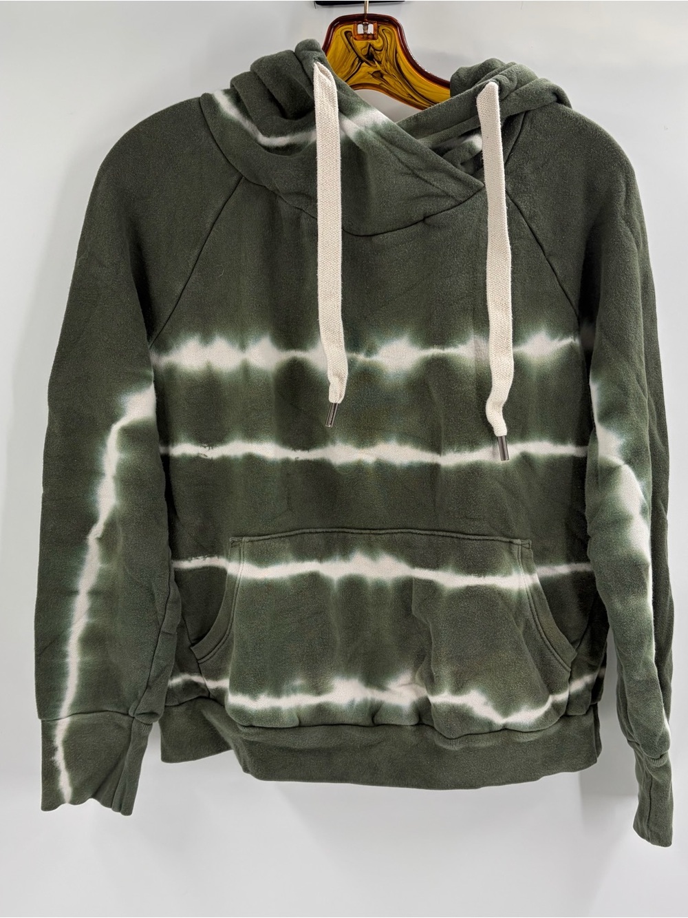 Nsf Revolve Women’s Tie Dye Green Cotton Long Sleeve Preppy Hoodie Size Medium